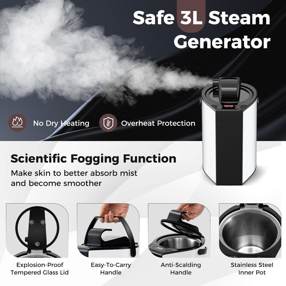 image 1 of COSTWAY Portable Home Sauna Full Body Steam Sauna Tent w/3L Steam Generator