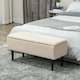 image 2 of HOMCOM 57L Storage Ottoman, End of Bed Bench with Wooden Legs, Fabric Footstool for Living Room, Bedroom, 95 x 38 x 45cm, Cream White | Cream | Cream
