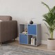 image 3 of 4-Cube Shelving Unit With Wooden Doors - Square | Grey | Grey & Blue | 1