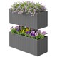 image 1 of Outsunny Set of 2 Hanging Flower Boxes, 50 cm Long, Rattan Look, Grey Grey | Grey