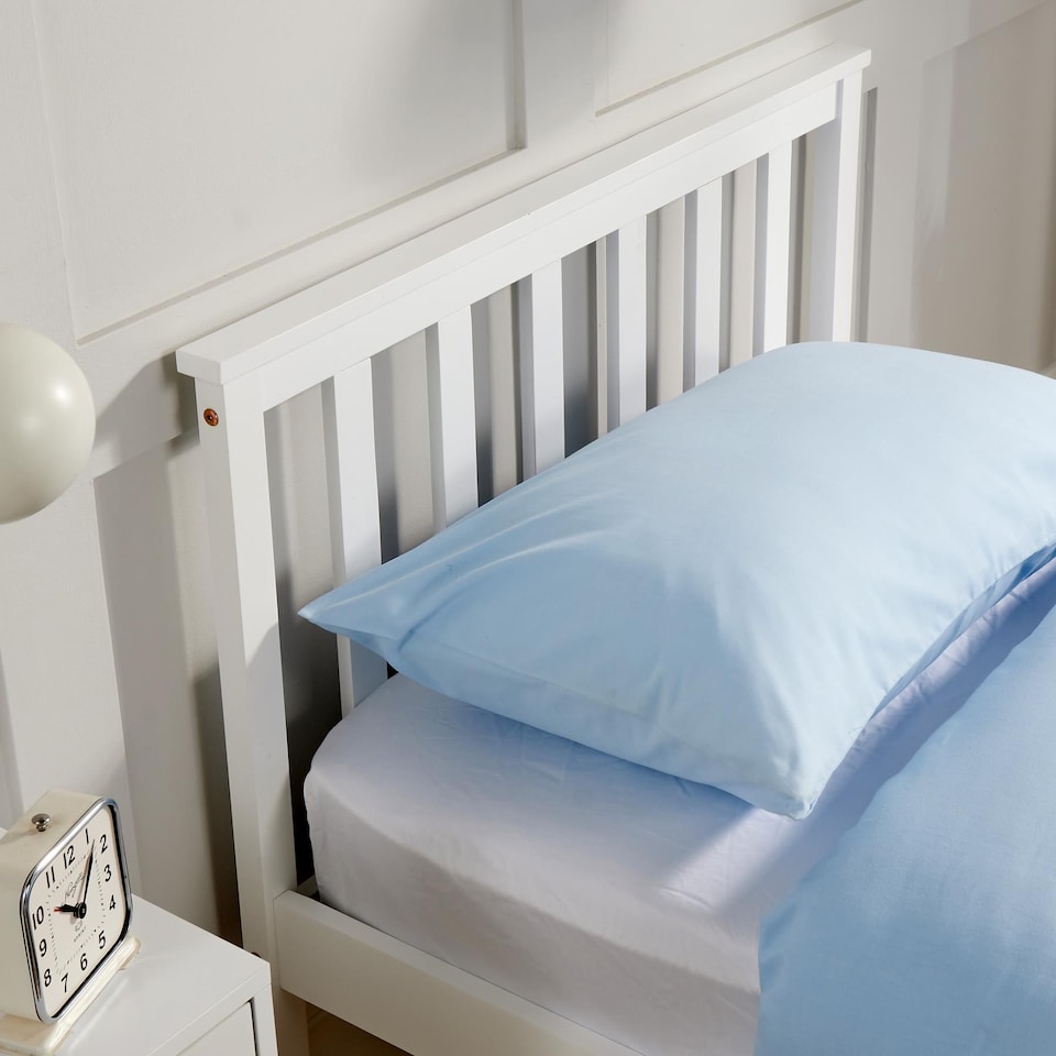 image 1 of Single Bed White Wooden 3ft Childrens Bed Headboard High End Slatted Base