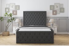Sloomy Vienna Graphite Dumfries Bed Frame With Mattress With 50" Upholstered Headboard 2'6 Small Single