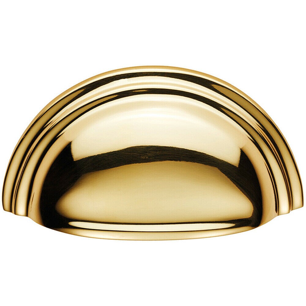 Loops Victorian Cup Pull Handle Polished Brass 92 x 46mm 76mm Fixing Centres in Metallics