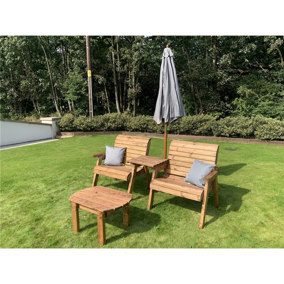 image 1 of Grand Twin Straight With Coffee Table, 2 x Scatter Cushion Grey & 1 x Parasol Grey & Base