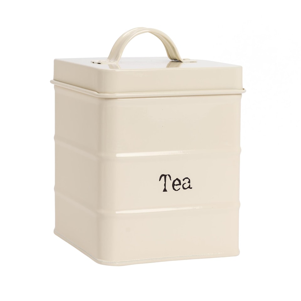 image 1 of Harbour Housewares 4 Piece Vintage Metal Kitchen Canisters Set - Cream