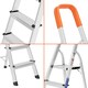 image 9 of Lightweight Step Ladders - Compact Aluminium Stepladder with Non-Slip Wide Step, Portable Silver Color - Tall Folding Ladder with Platform Silver | 3- Step 105 cm