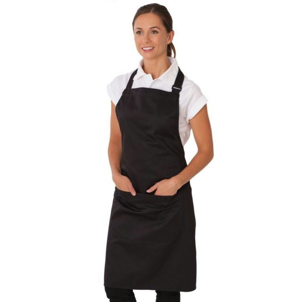 image 1 of Dennys Unisex Adult Bibbed Full Apron - Black - One Size Black