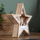 image 8 of 23cm Battery Operated Wooden Star Shape Woodland Scene Christmas Decoration