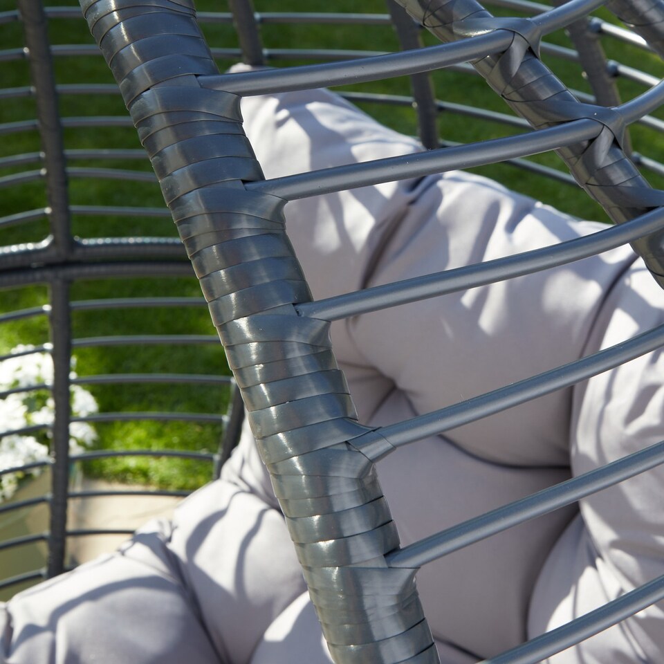 image 1 of Egg Chair Rattan Grey Waterproof Cushion Outdoor Home Furniture Seat