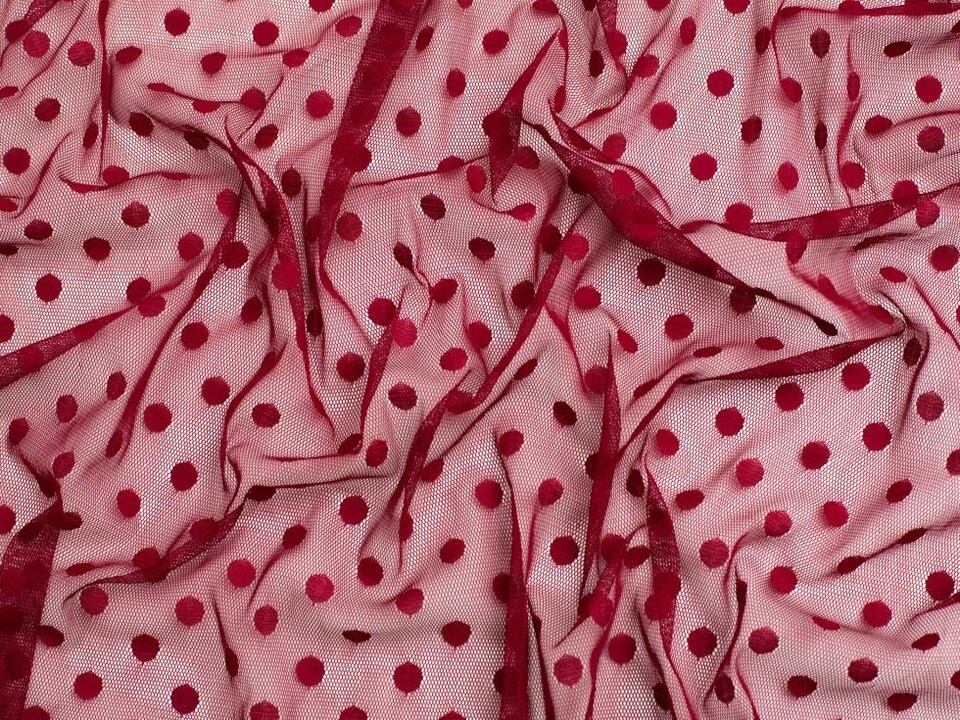 Minerva Core Range Wine Dobby Spot Mesh Fabric for Dressmaking, 150cm / 59" Wide - per metre