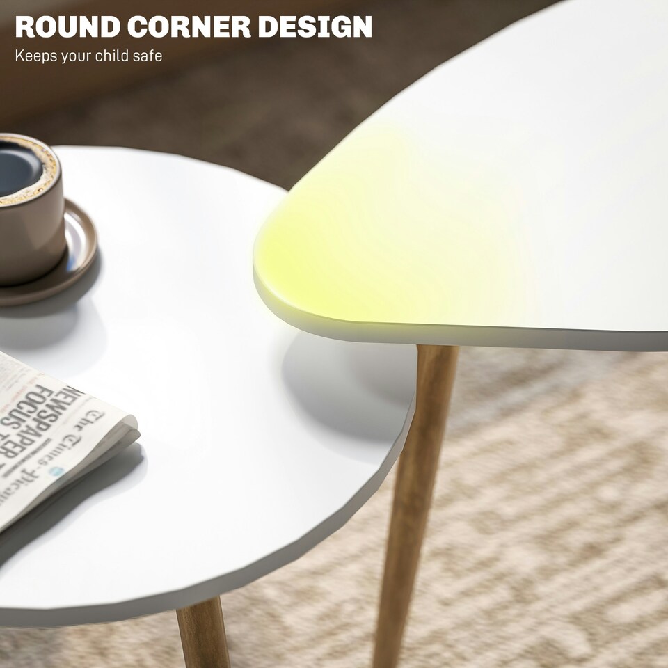 image 1 of HOMCOM Coffee Table Set of 2 Nesting End Side Tables White