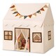image 1 of COSTWAY Kids Play Tent Toddler Playhouse Tent with Padded Non-slip Mat-Beige