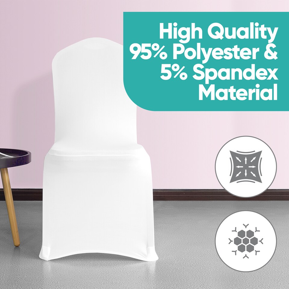 image 1 of 220GSM White Spandex Chair Cover Stretch Fabric, Premium Quality Slipcovers