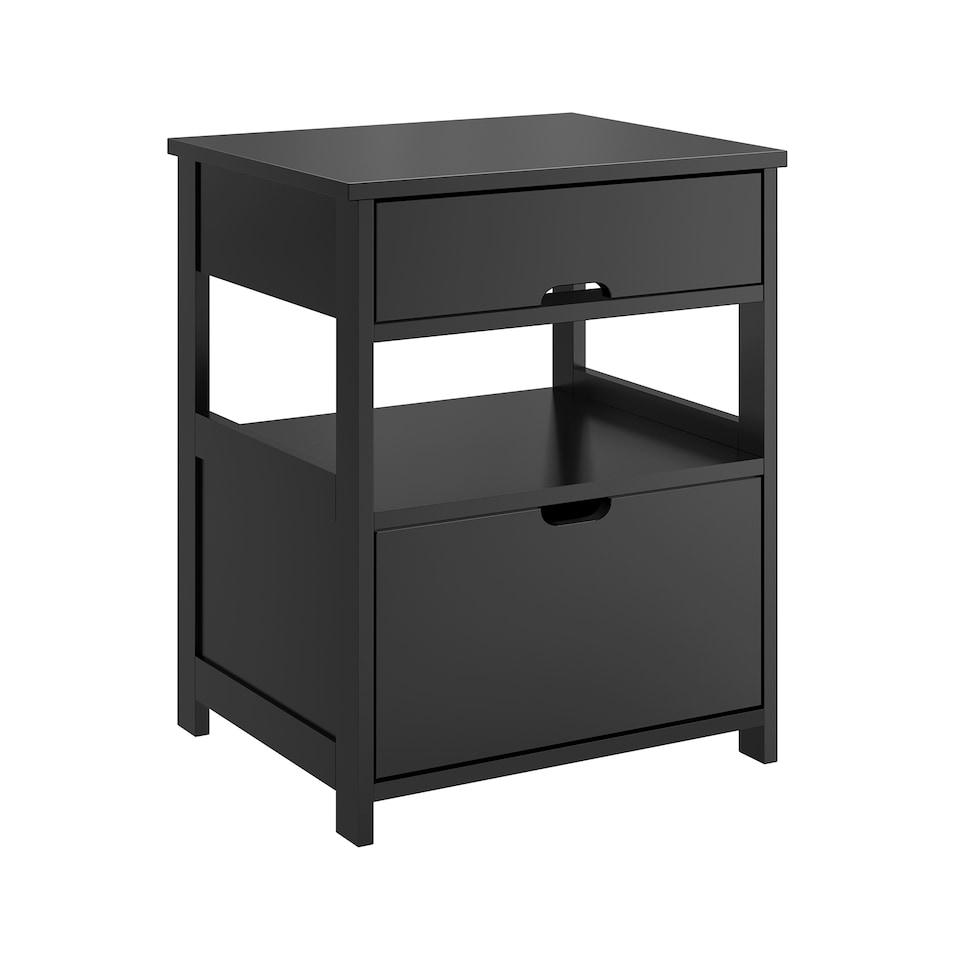 image 1 of SoBuy Bedside Table with 2 Drawers & Shelf, Black, 17.3x14.9x22.0 inches, 11.45 kg - FRG258-SCH