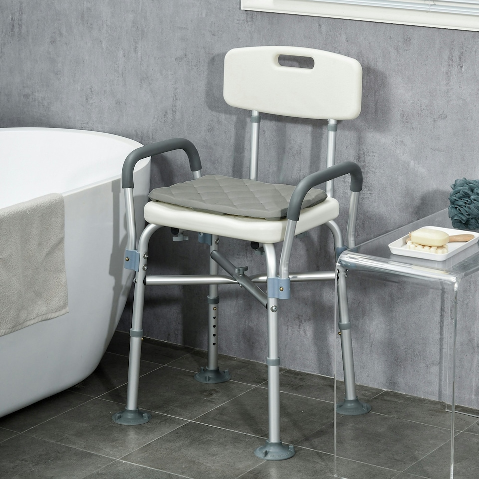 image 1 of HOMCOM Aluminium Shower Chair Adjustable Bath Stool for Senior Disabled Pregnant
