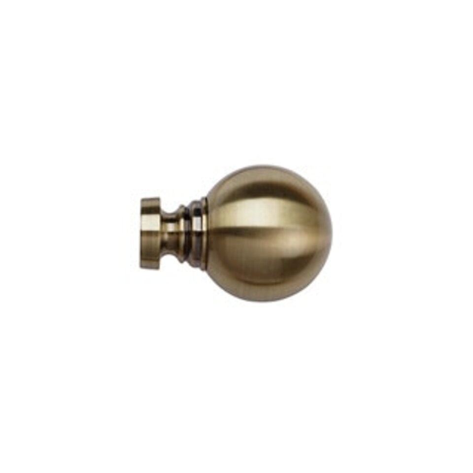 image 1 of 35mm Fixed Length Metal Curtain Pole Set Antique Brass Ball Finial 200cm Bronze | Bronze