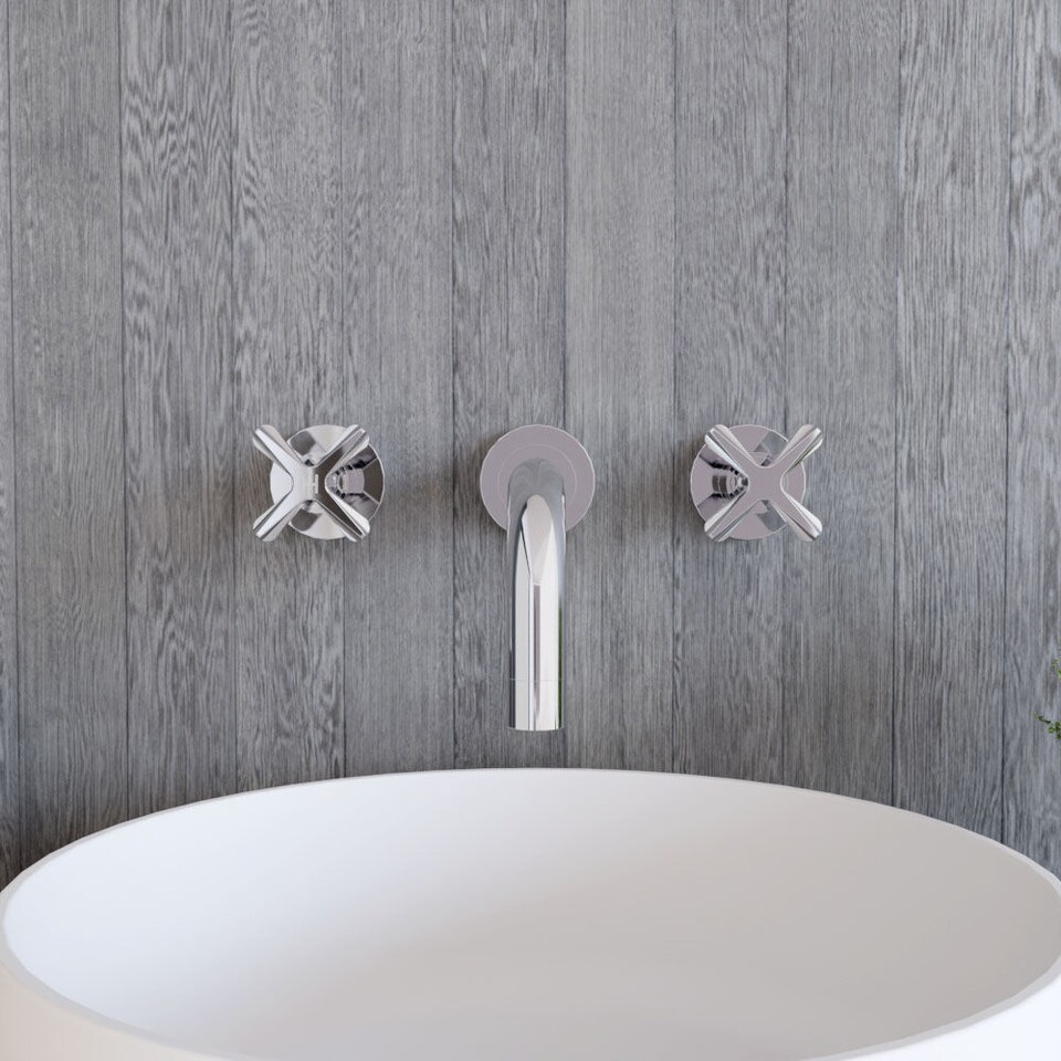 image 1 of Connect Wall Mount 3 TH Basin Mixer Tap, 2 Crosshead Handles - Chrome | Silver | Chrome | 1