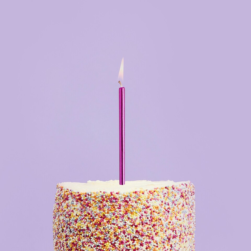 image 1 of Hot Pink Skinny Celebration Candles - Pack of 12