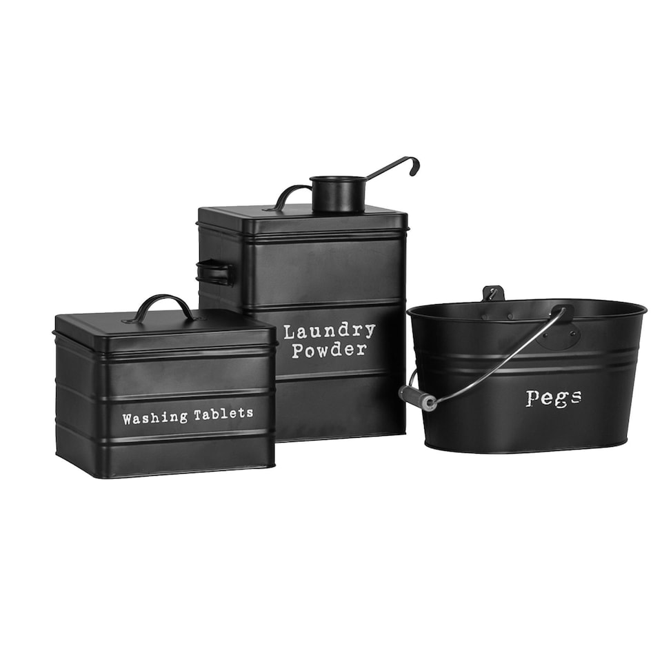 image 1 of Harbour Housewares 3 Piece Vintage Metal Utility Canisters Set - Black | Black | Black | 3