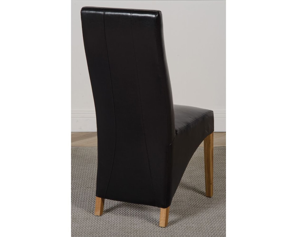 image 1 of Dakota 127 x 82cm Oak Small Dining Table and 6 Lola Leather Chairs | Black | Black