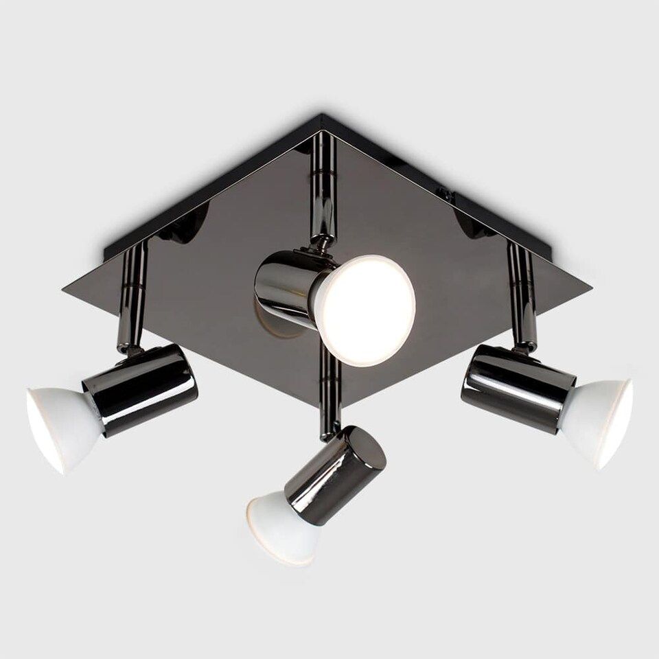image 1 of ValueLights 4 Way Black Spotlight and Cool White Bulbs