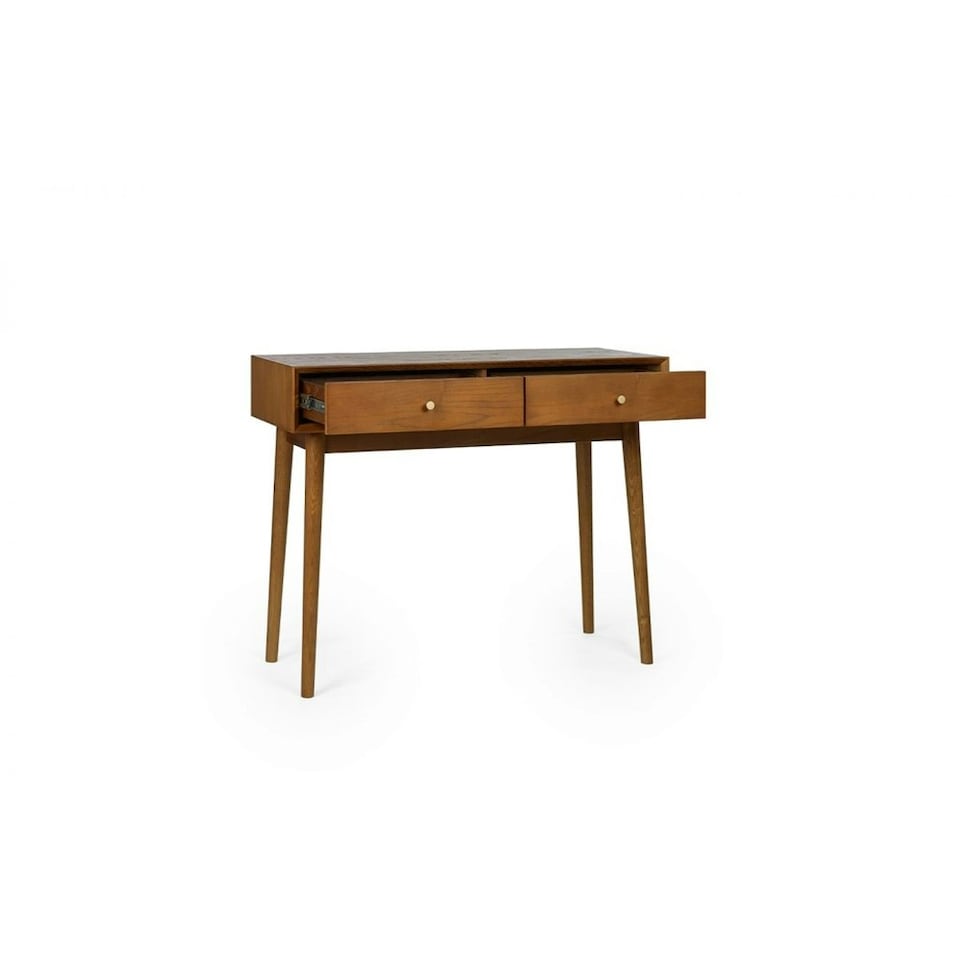 image 1 of Cherry Ash Writing Desk with 2 Drawers Brown