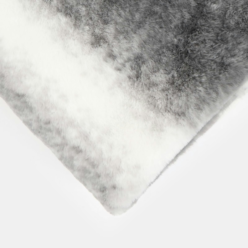 image 1 of OHS Faux Fur Striped Patterned Blanket Throw, 125x150cm - Grey