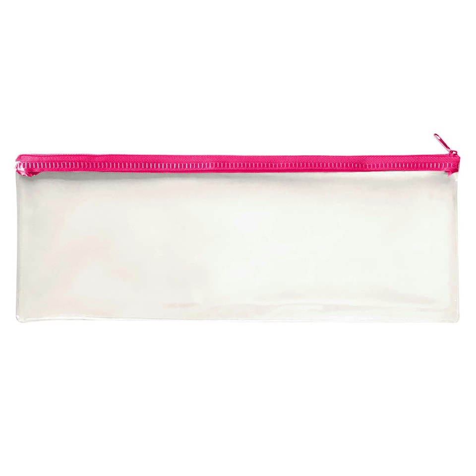 image 1 of Janrax 13x5" Pink Zip Clear Exam Pencil Case