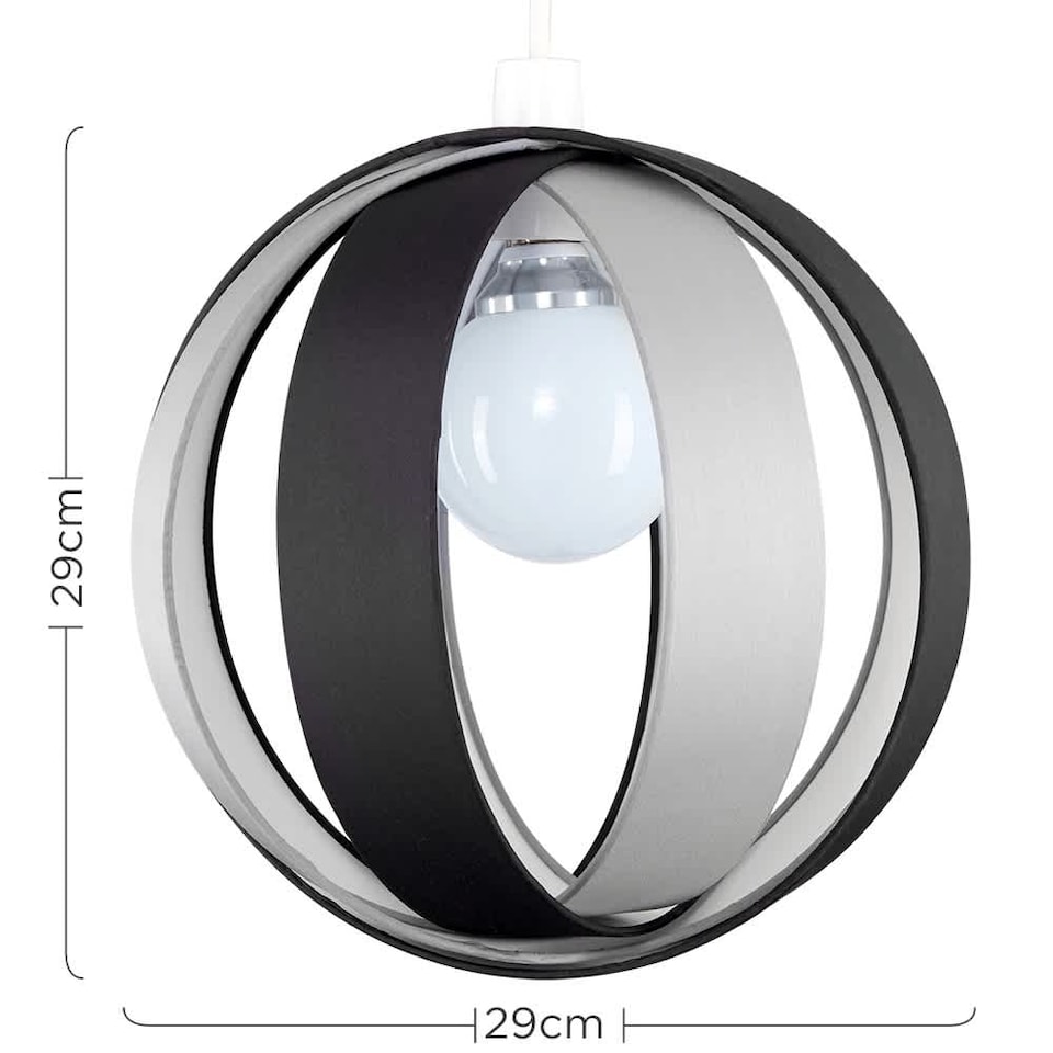 image 1 of ValueLights Black And Grey Modern Fabric Globe Ceiling Pendant Light Shade