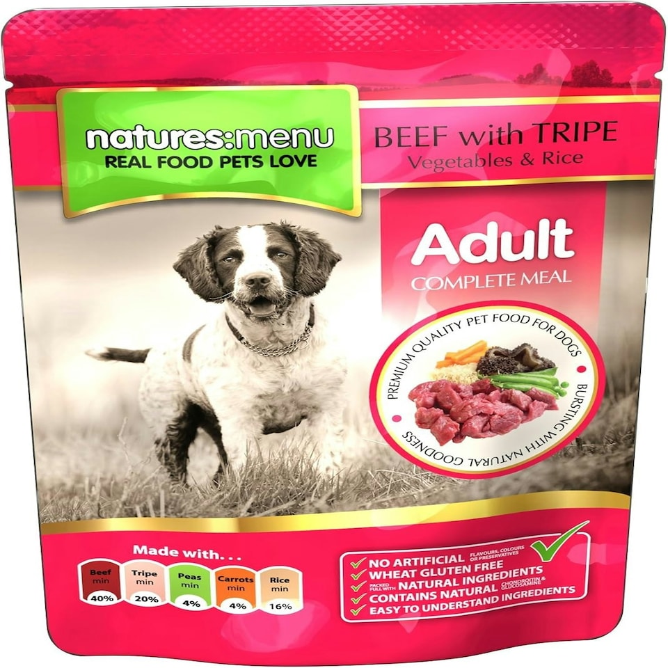 image 1 of Natures Menu Dog Pouch Adult Beef and Tripe 300g (one supplied) May Vary