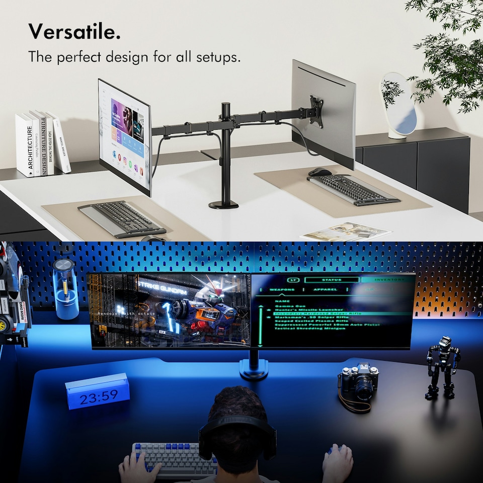image 1 of VonHaus Adjustable Dual Monitor Stand for 13-32" Screens