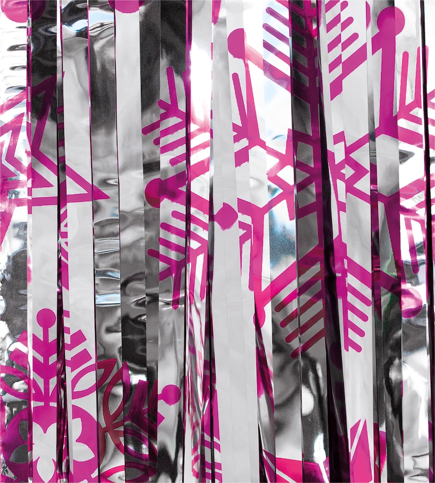 image 1 of Shimmer christmas Tinsel Curtain, 2.5M x 1M Pink