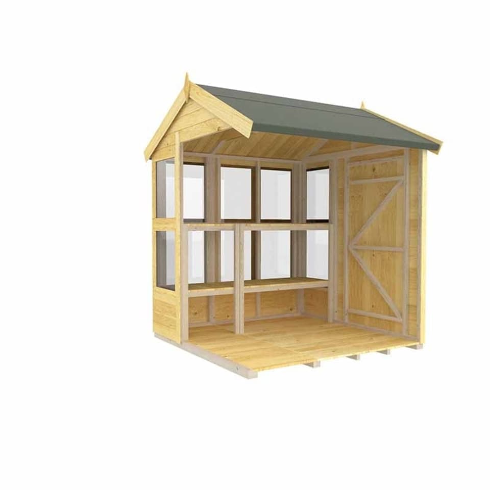 image 1 of 6 x 6 Feet Apex Potting Shed - Wood - L187 x W175 x H217 cm Brown