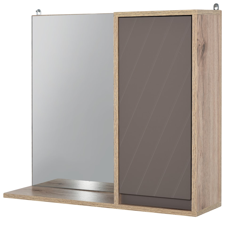 image 1 of HOMCOM Bathroom Mirror Cabinet, Wall-Mounted Bathroom Cabinet with Mirror and Adjustable Inner Shelf,  57L x 14.2W x49.2H cm