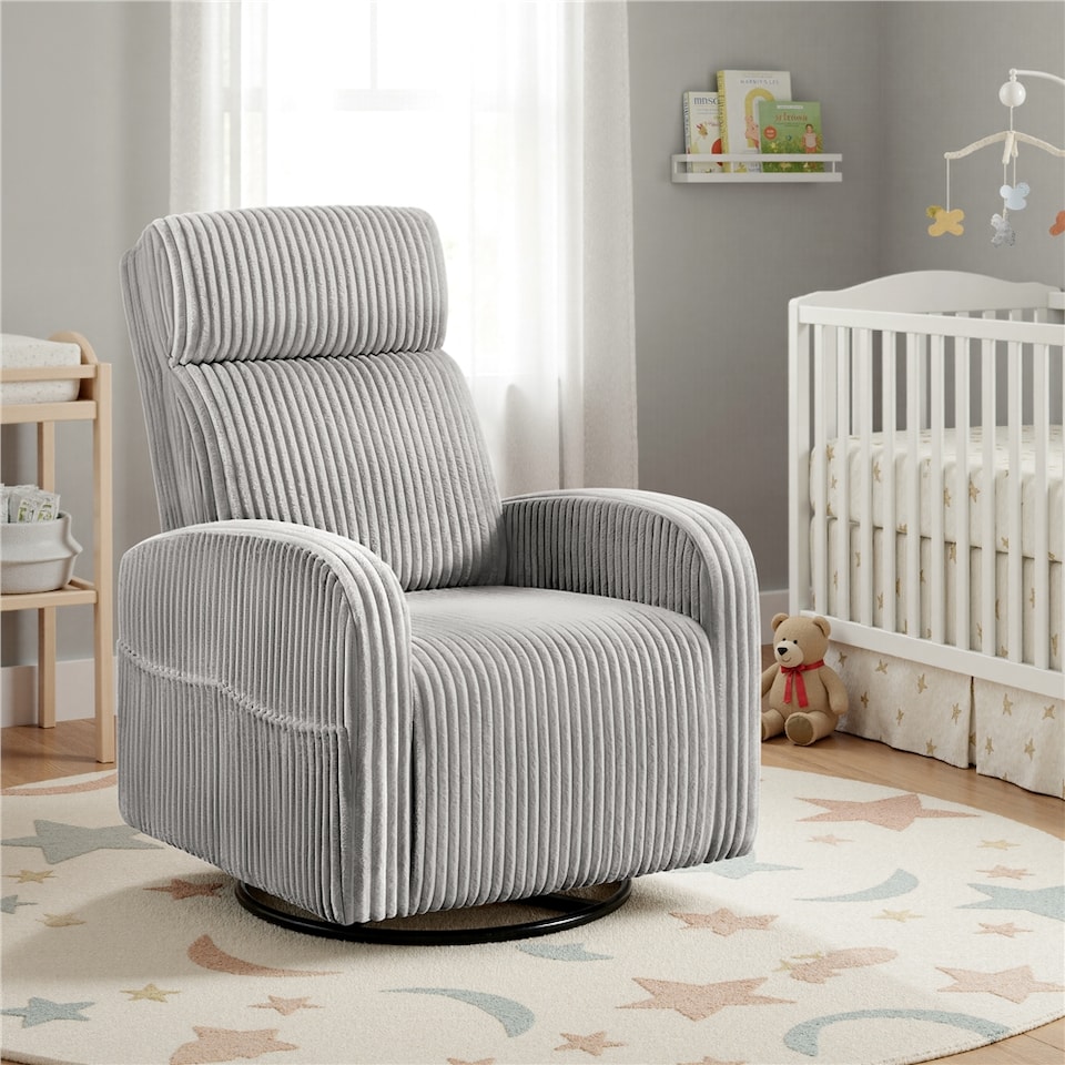 image 1 of Yaheetech Corduroy Swivel Nursery Gliding Rocker Chair-Light Grey | Grey | Light Grey | One Size | 1