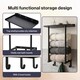 image 5 of Levede Towel Rack Wall Mounted Shelf Bathroom Storage Holder with Hooks Black