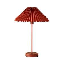 ValueLights Akira Burnt Orange Pleat Shade Side Table Lamp & Bulb | Orange