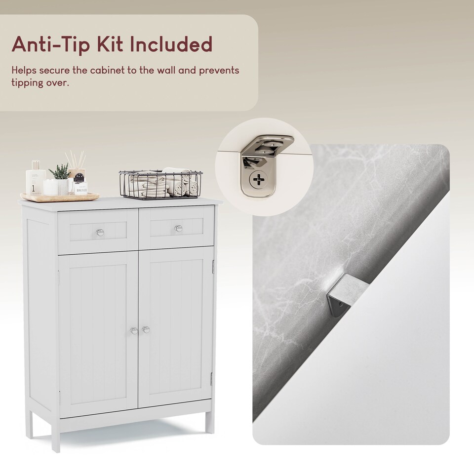 image 1 of Bath Vida Priano 2 Drawer 2 Door Freestanding Bathroom Cabinet, White