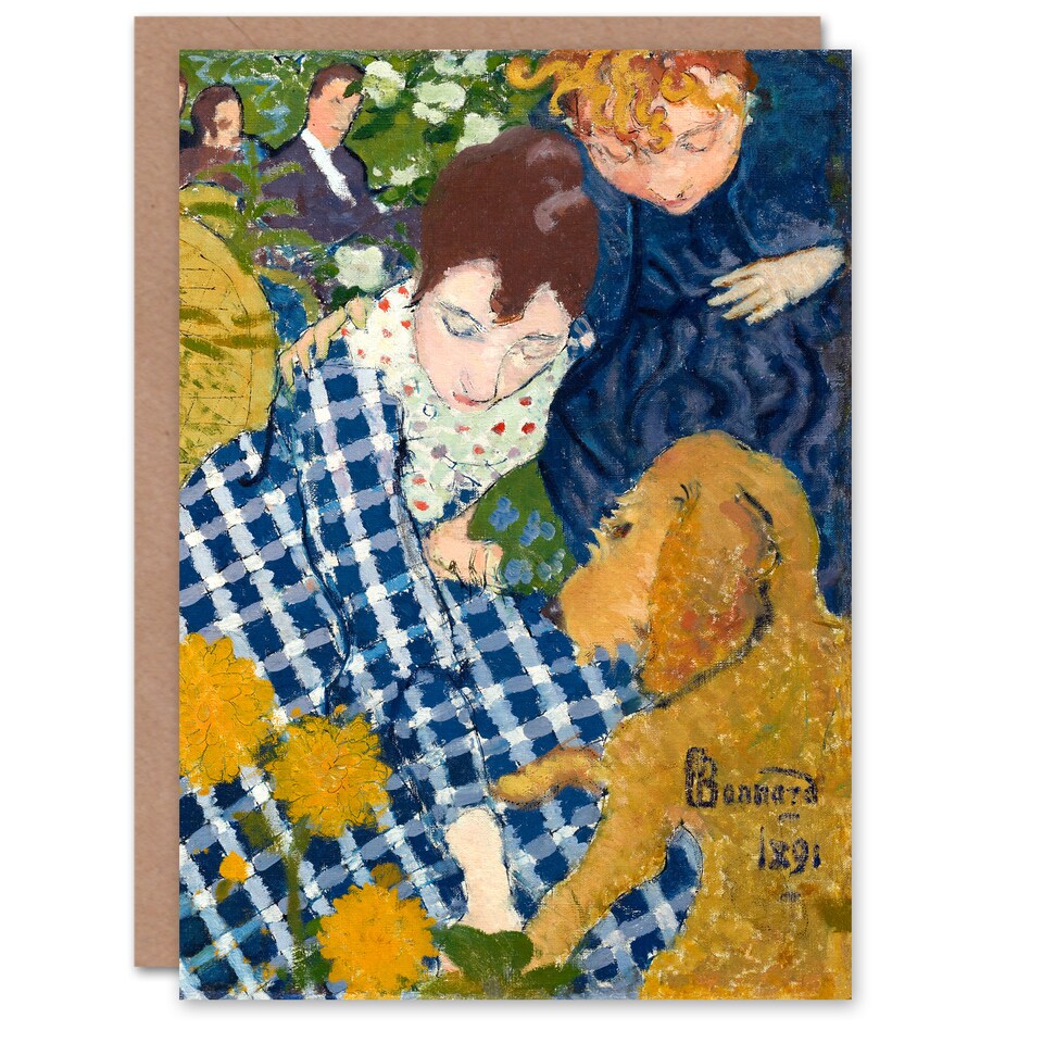 image 1 of Pierre Bonnard Art Card Women with Dog Art Nouveau Painting
