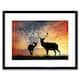 image 1 of Photo Composition Deer Silhouette Sunset Sky Stag Framed Wall Art Print