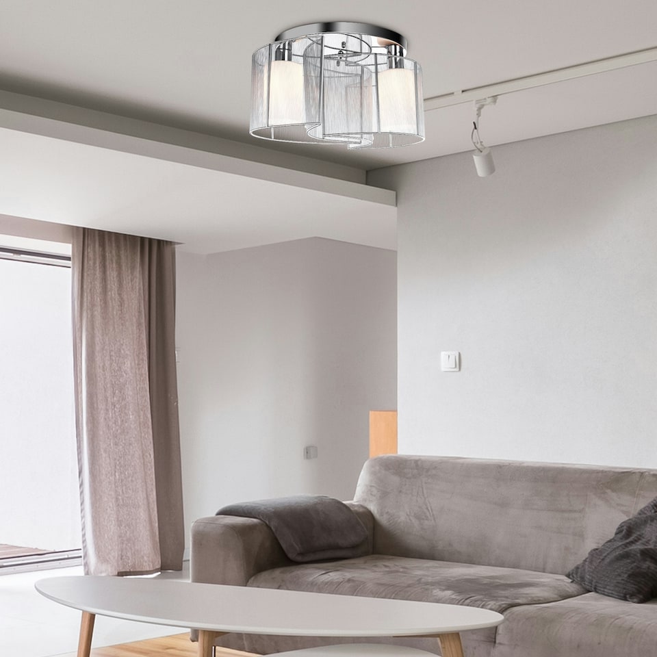 image 1 of HOMCOM Semi-Flush Mount Ceiling Light w/ Metal Base for Living Room Dining Room