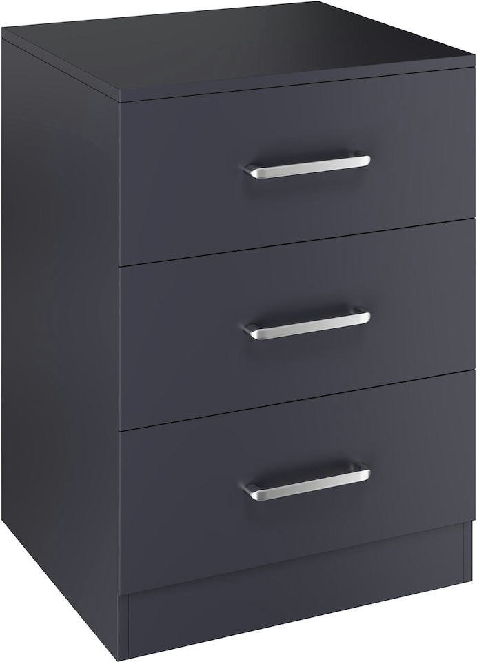 image 1 of Dakota 3 Drawer Bedside Table | Grey | Dark Grey