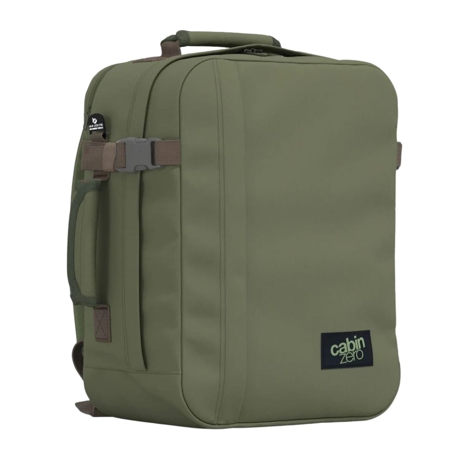 image 1 of CabinZero Classic Tech Backpack 28L, Underseat Approved Cabin Bag with Padded Laptop Sleeve | Green | Georgian Khaki