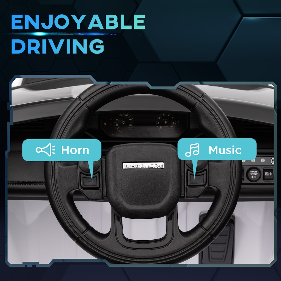 image 1 of AIYAPLAY Land Rover Discovery Sport Licensed Kids Electric Car, 12V Ride on Car with Remote Control, LED Lights, Music, Horn, for Ages 3-6 Years, White