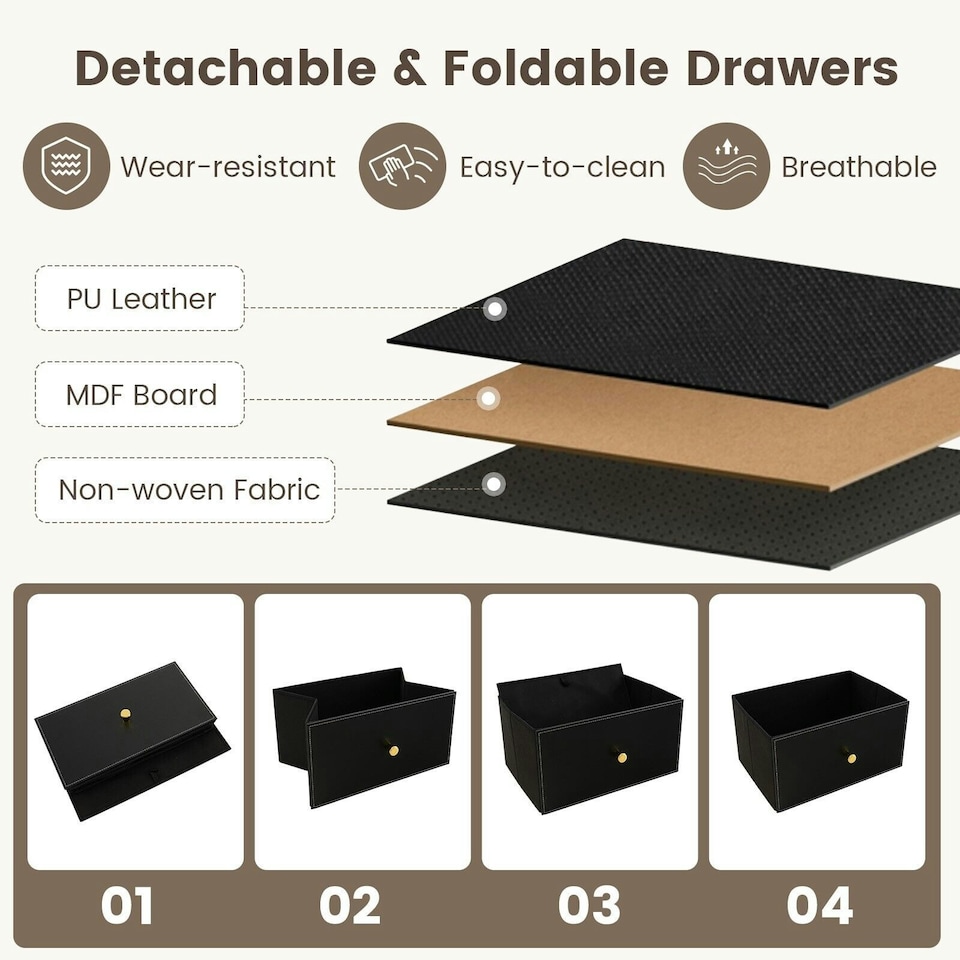 image 1 of COSTWAY 6 Drawers Dresser Organizer Chest of Drawers Black