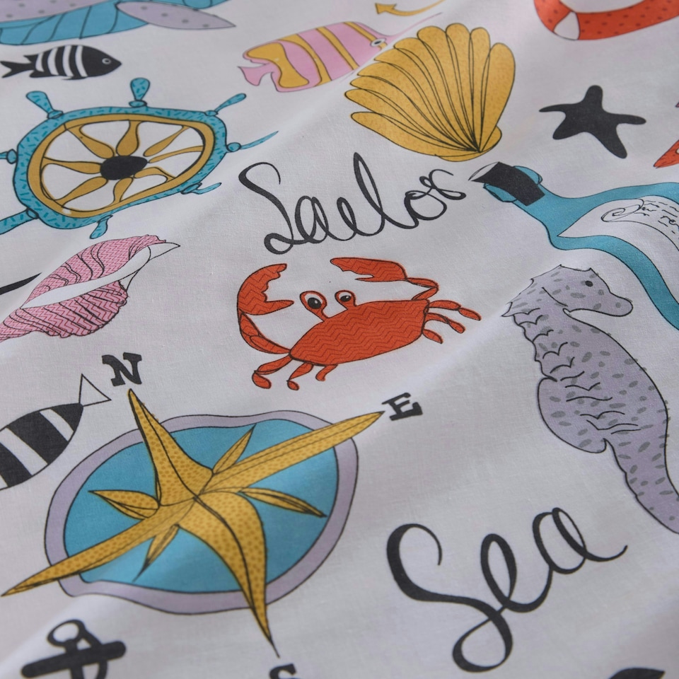 image 1 of Portfolio Home Beachcomber Nautical Soft Easy Care Bed Linen Bedding Duvet Cover Quilt Set With Pillow Case Multi | Double