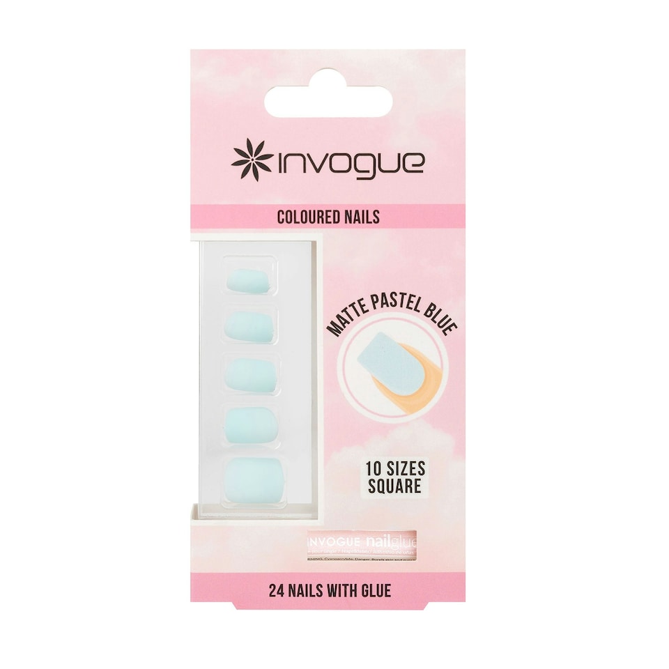 image 1 of Invogue Matte Pastel Blue Square Nails (24 Pieces)