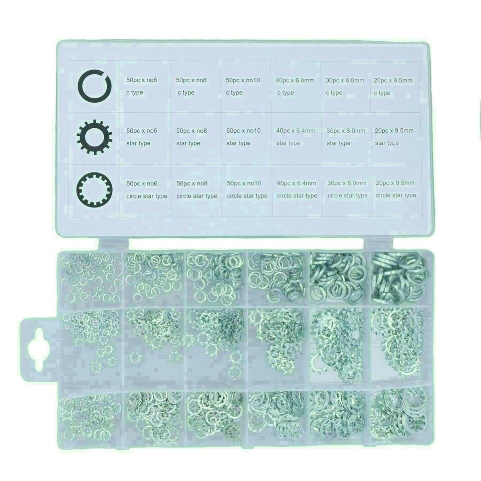 image 1 of Locking Washer Shake Proof Spring C Star and Circle Washers Assortment 720pc