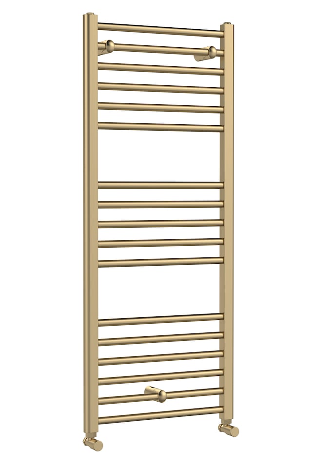 image 1 of Straight Towel Radiator with Round Rails 1200mm x 500mm, Brushed Brass