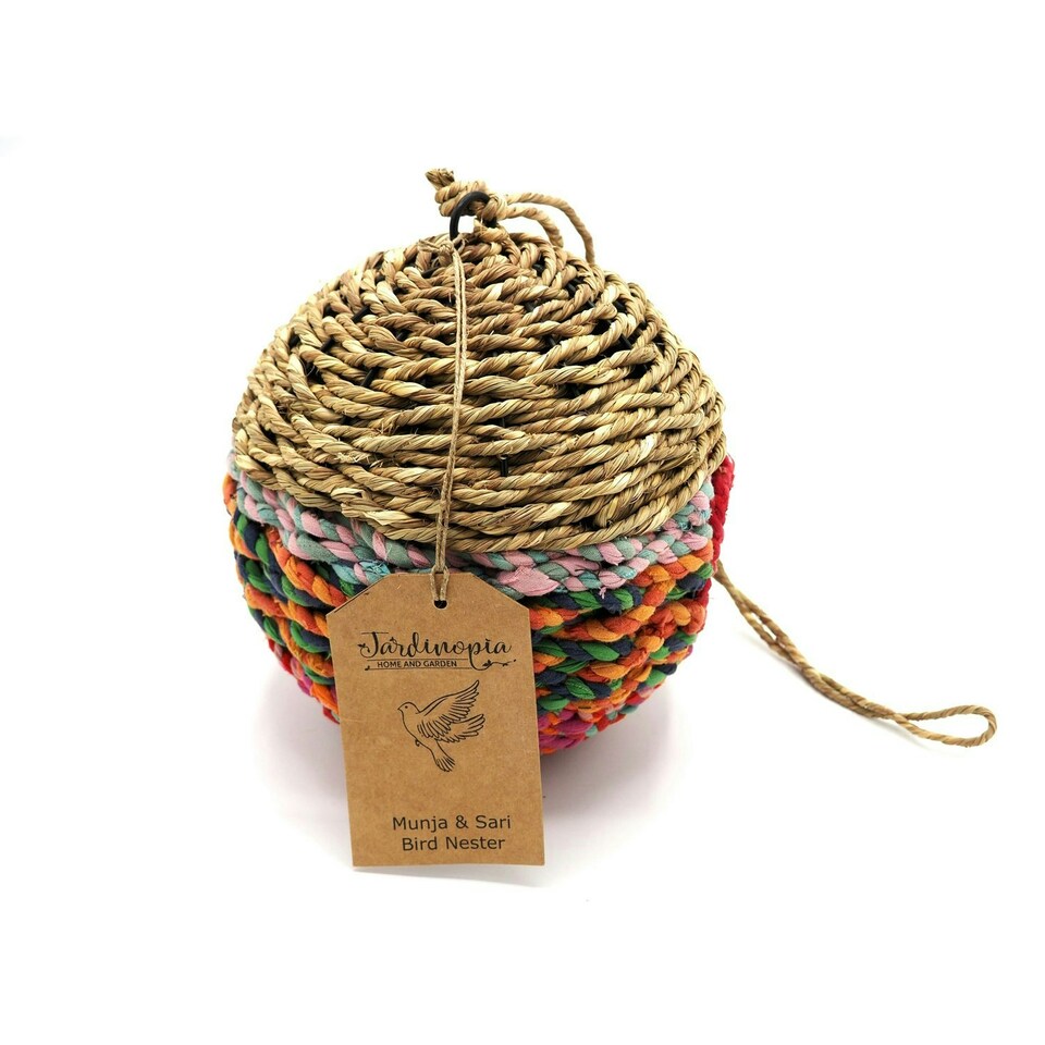image 1 of Munja & Sari Round Shaped Jute Bird Box Nester Multi